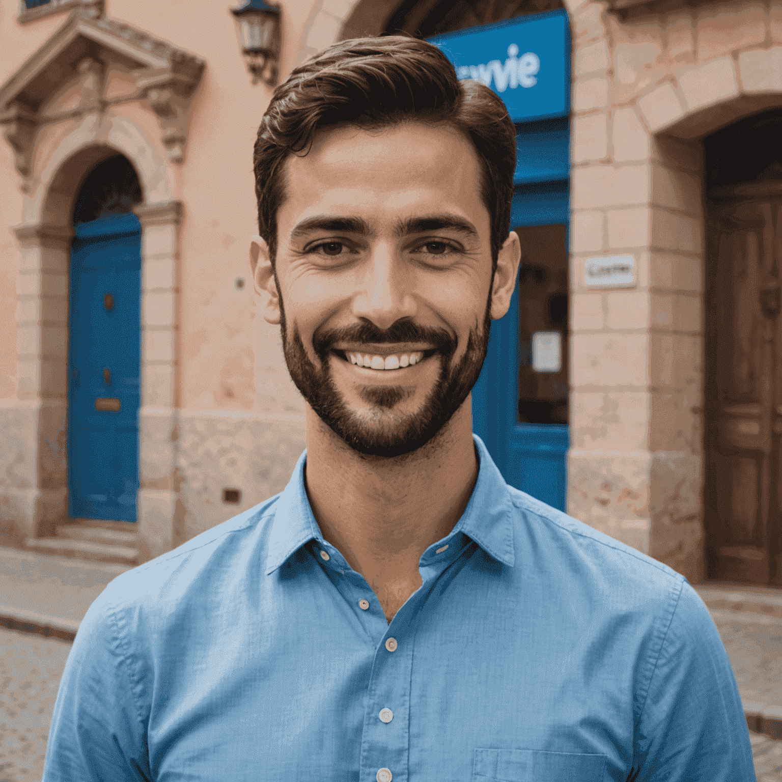 Foto de Carlos Rodríguez, reportero principal de rtve-news. Hombre joven con barba corta, vistiendo una camisa azul y sonriendo a la cámara.