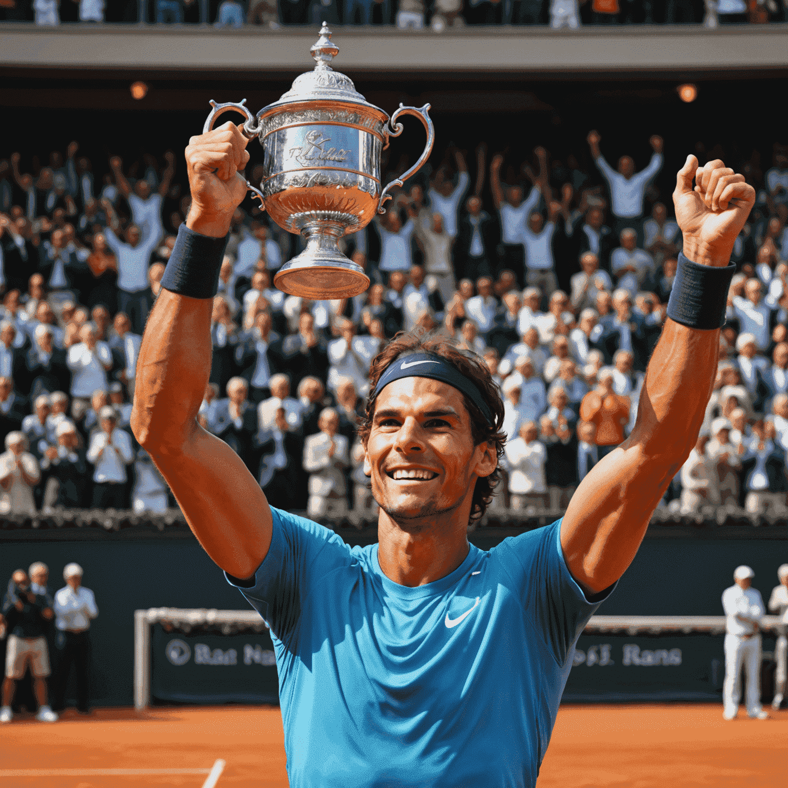 Rafael Nadal celebrando una victoria en Roland Garros